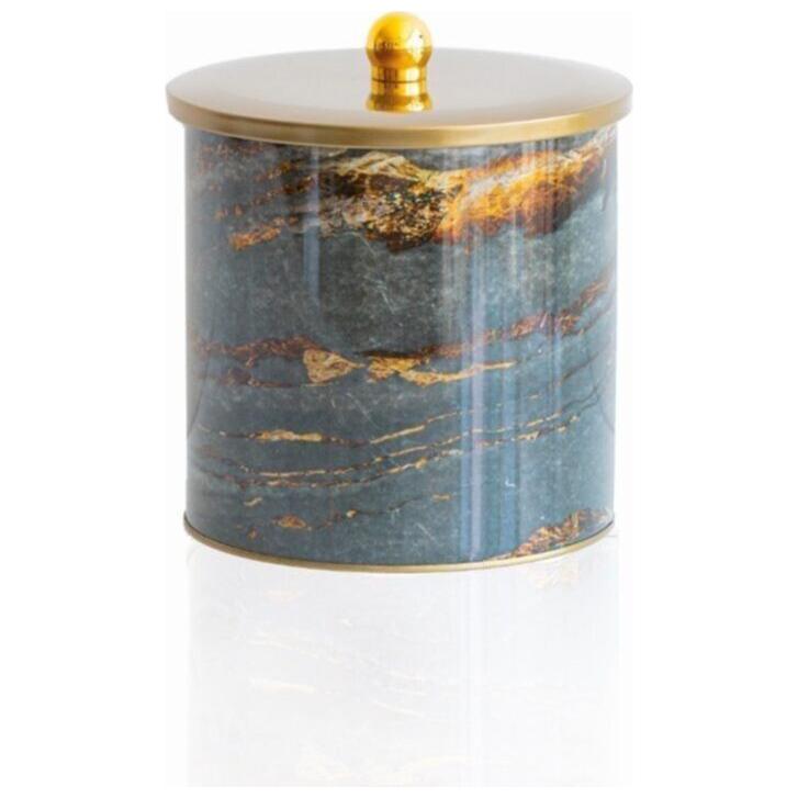 Ø175x180 mm Metal Yuvarlak Saklama Kabı 4.1L Topuzlu Kulplu Kaya ve Altın — Yuvarlak Kutular — görsel 3 / 3 — Tinbox