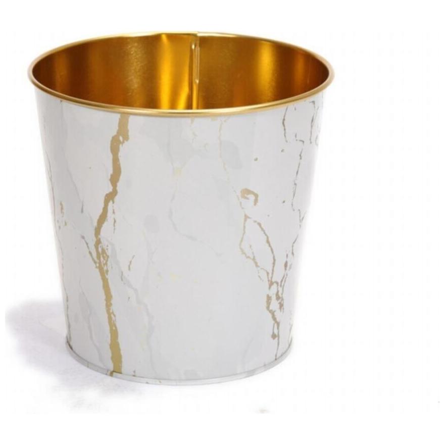 Ø175x170 mm Metal Patlamış Mısır Kovası 2.6L Mermer Beyaz — görsel 2 / 5 — Tinbox