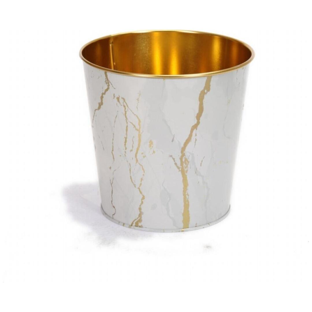 Ø175x170 mm Metal Patlamış Mısır Kovası 2.6L Mermer Beyaz — görsel 3 / 5 — Tinbox