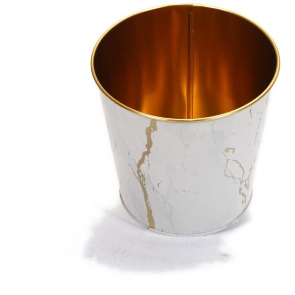 Ø175x170 mm Metal Patlamış Mısır Kovası 2.6L Mermer Beyaz — görsel 5 / 5 — Tinbox