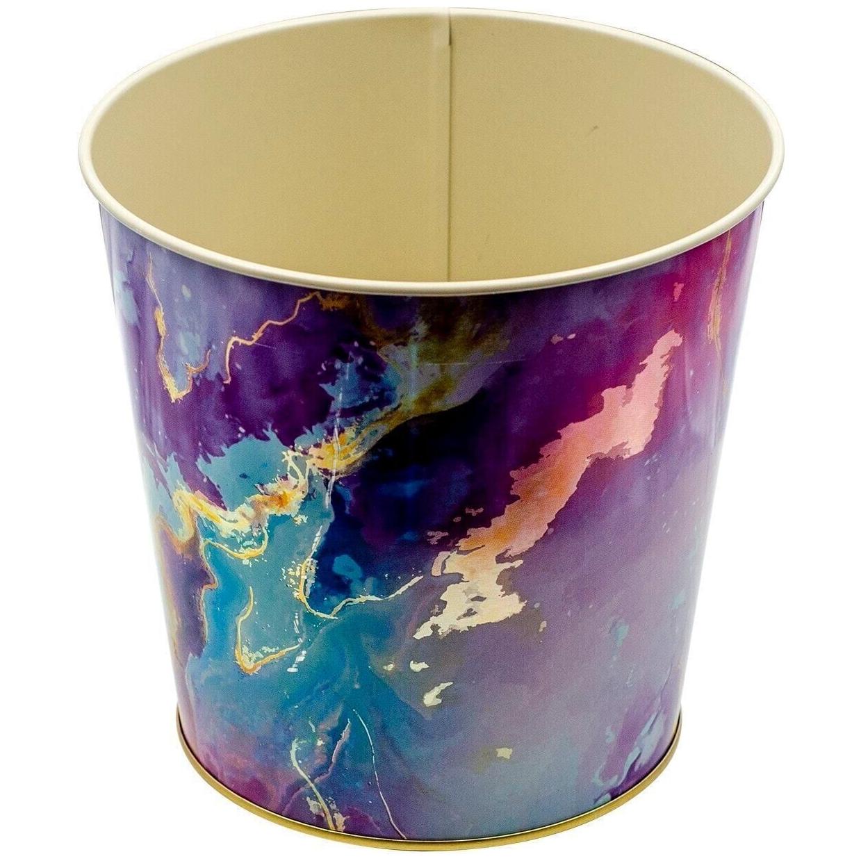 Ø175x170 mm Metal Patlamış Mısır Kovası 2.6L Pembe ve Altın Mermer Dokulu — görsel 3 / 3 — Tinbox