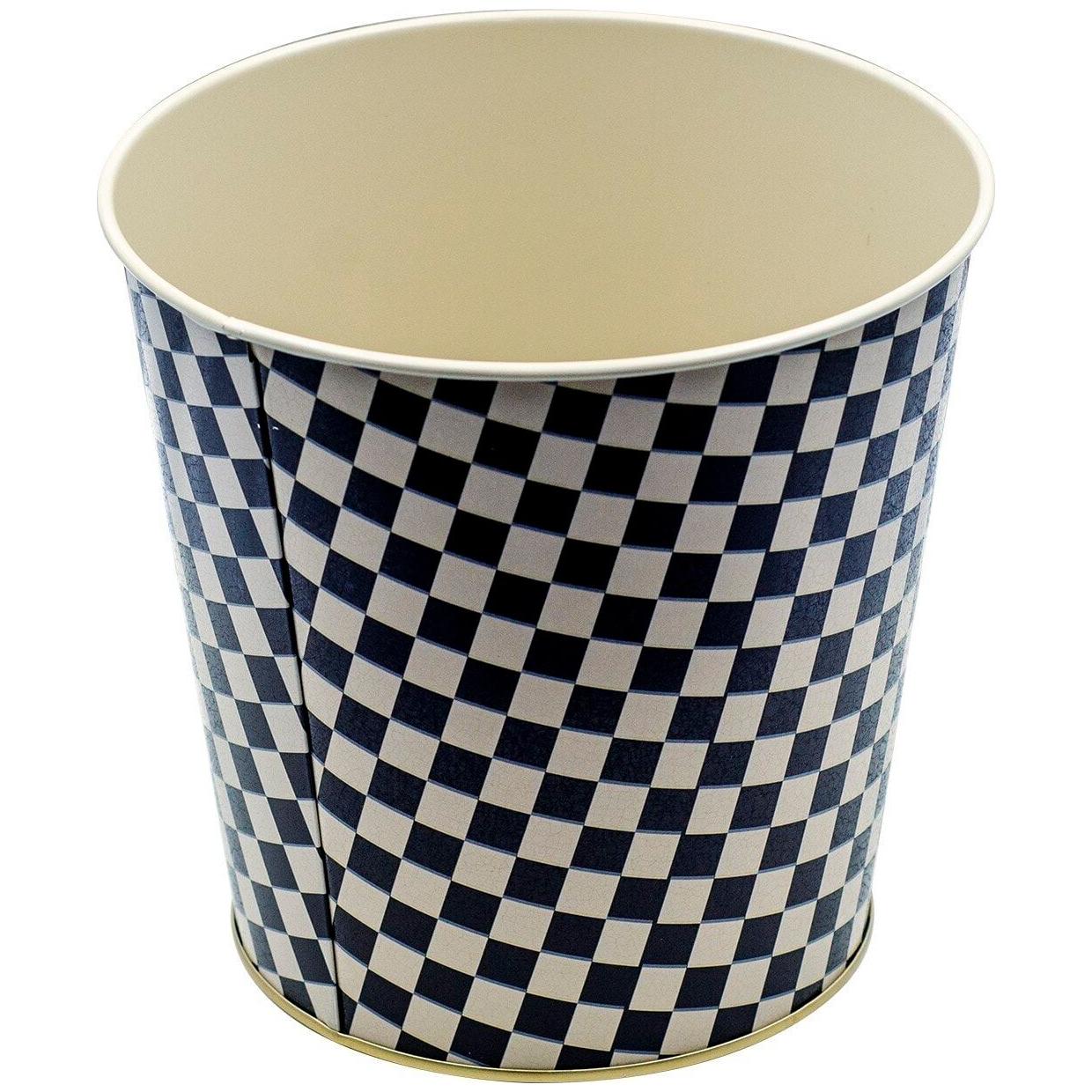 Ø175x170 mm Metal Patlamış Mısır Kovası 2.6L Kareli Desenli — görsel 2 / 2 — Tinbox