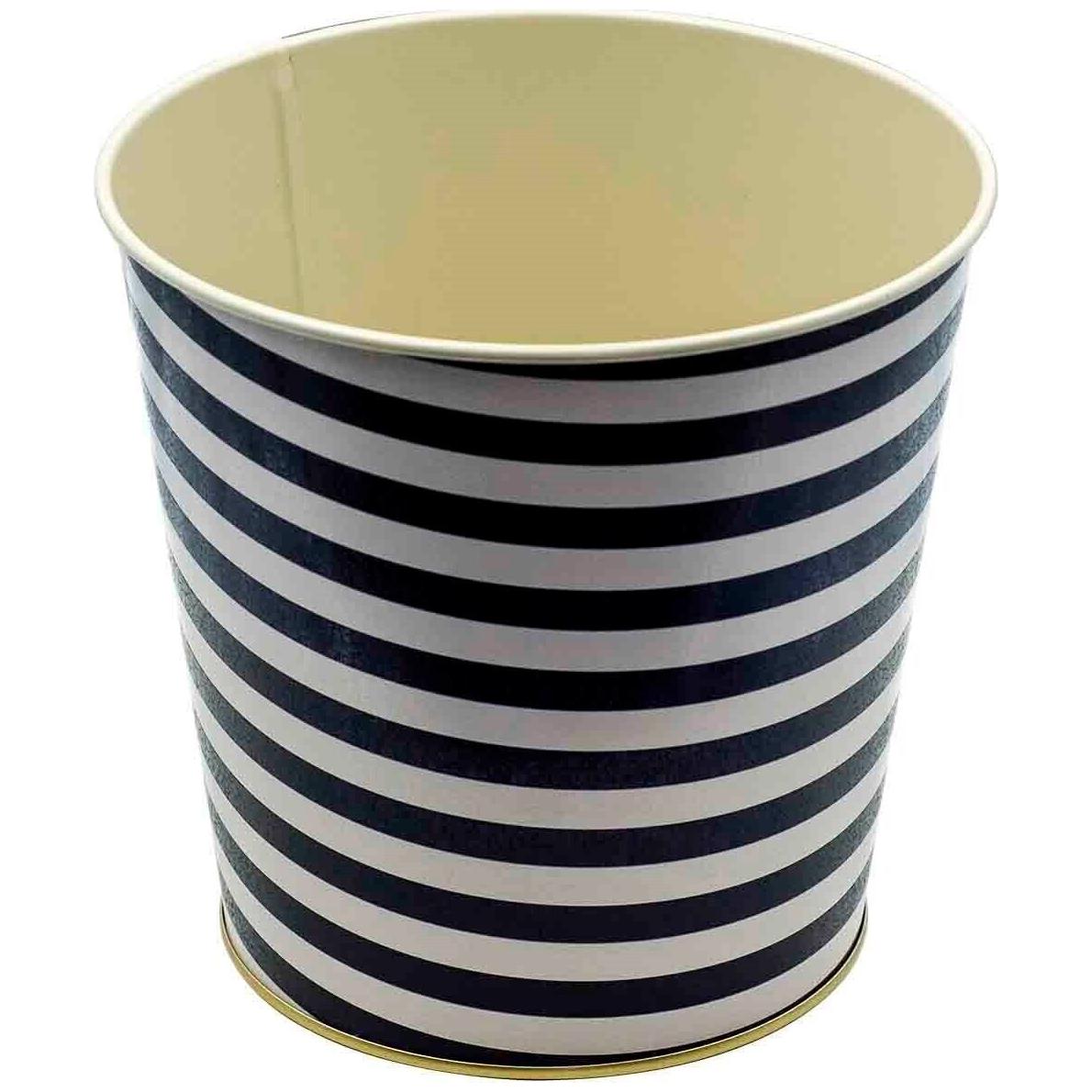 Ø175x170 mm Metal Popcorn Bucket 2.6L Black and White Line Pattern — Buckets — view 2 of 3 — Tinbox