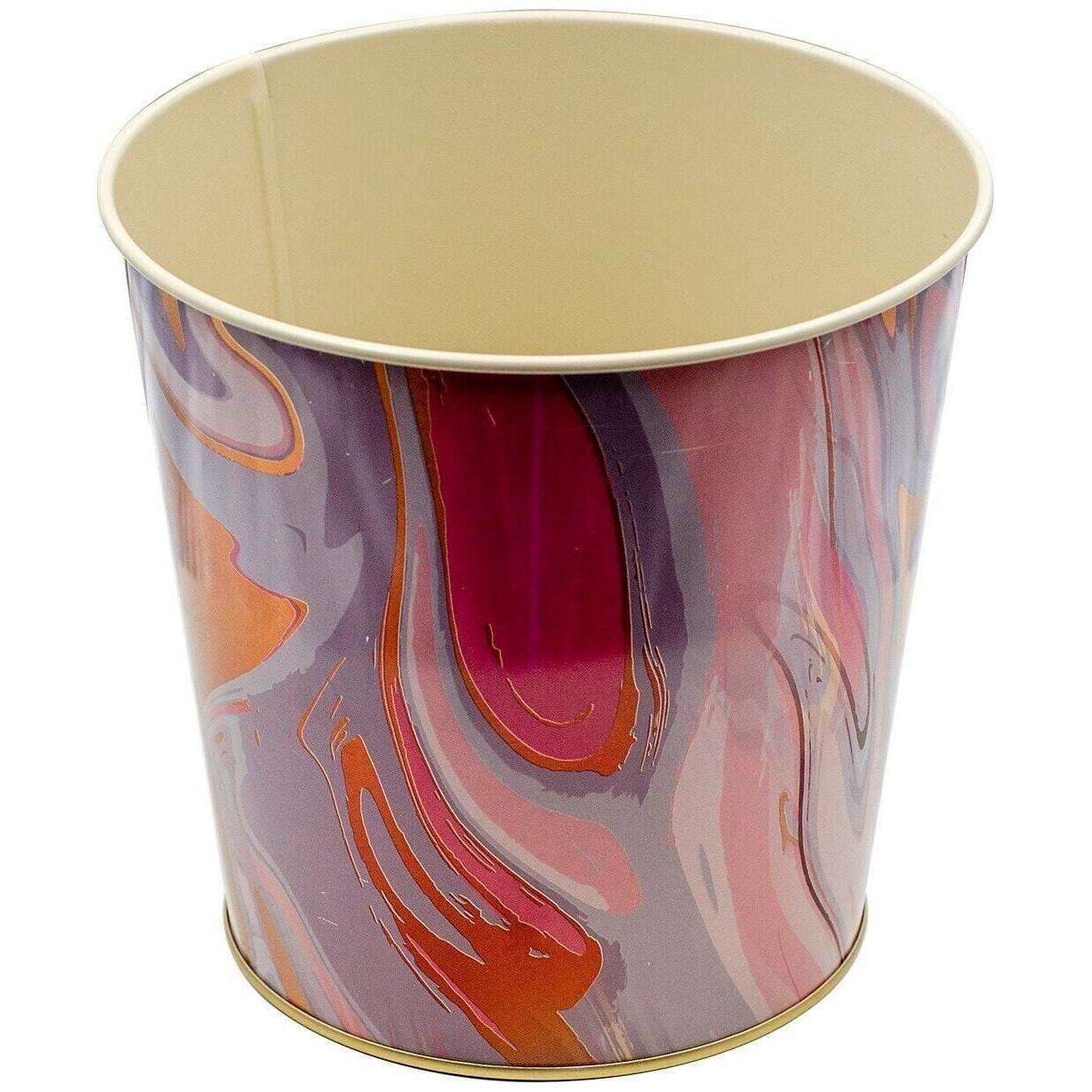 Ø175x170 mm Metal Patlamış Mısır Kovası 2.6L Pembe ve Altın Mermer Dokulu — görsel 2 / 2 — Tinbox