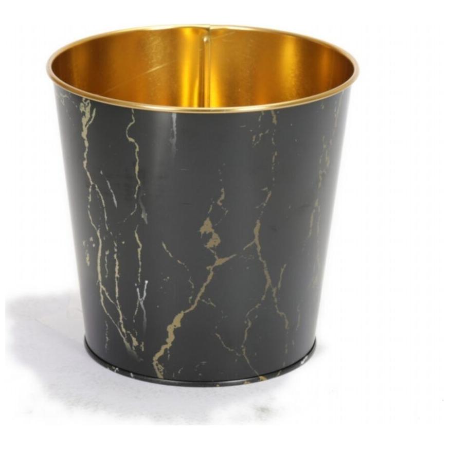 Ø175x170 mm Metal Patlamış Mısır Kovası 2.6L Mermer Siyah — Tinbox