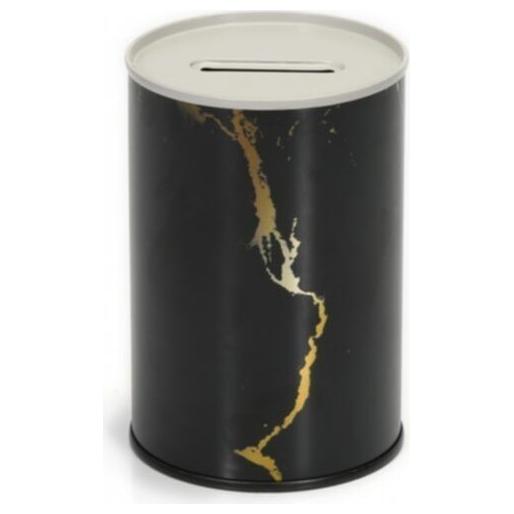 Yuvarlak Metal Kumbara – Ø73x110 mm 0.3L Mermer Siyah — Mısır Kovası — görsel 2 / 4 — Tinbox