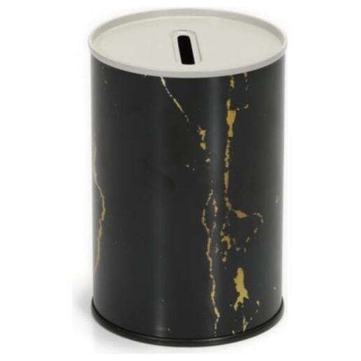 Yuvarlak Metal Kumbara – Ø73x110 mm 0.3L Mermer Siyah — Mısır Kovası — görsel 3 / 4 — Tinbox