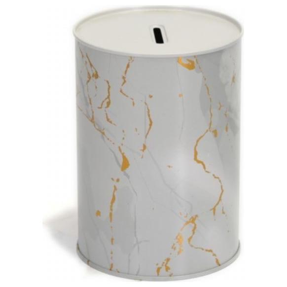 Metal Roud Coin Bank –Ø105x150 mm , 1.1L Marble White — Buckets — view 2 of 4 — Tinbox
