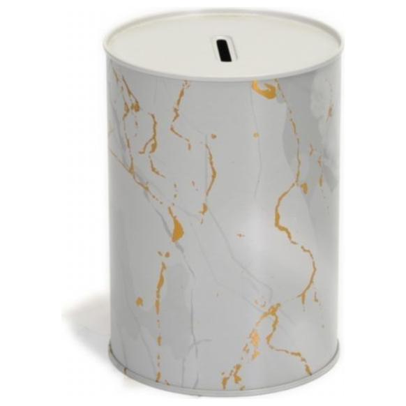 Metal Roud Coin Bank –Ø105x150 mm , 1.1L Marble White — Buckets — view 3 of 4 — Tinbox