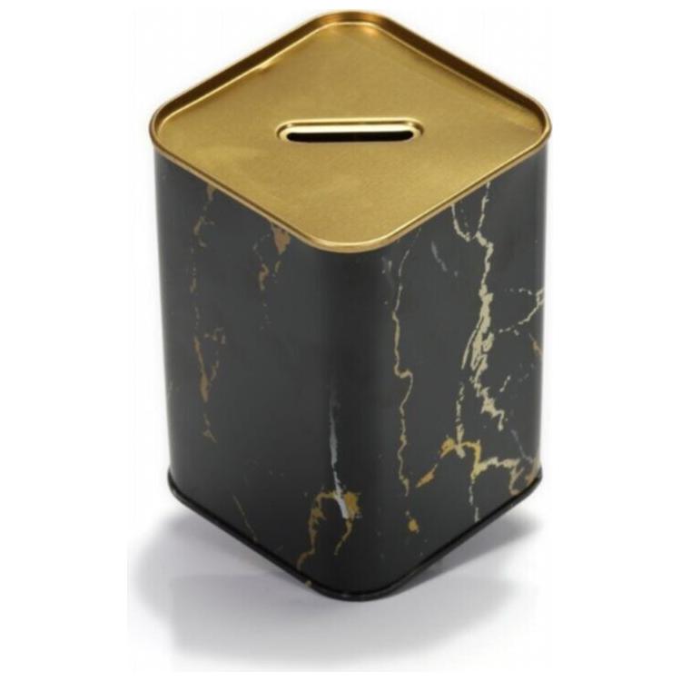 Metal Kare Kumbara 75x75x100 mm 0.4L Mermer Siyah — Mısır Kovası — görsel 2 / 4 — Tinbox
