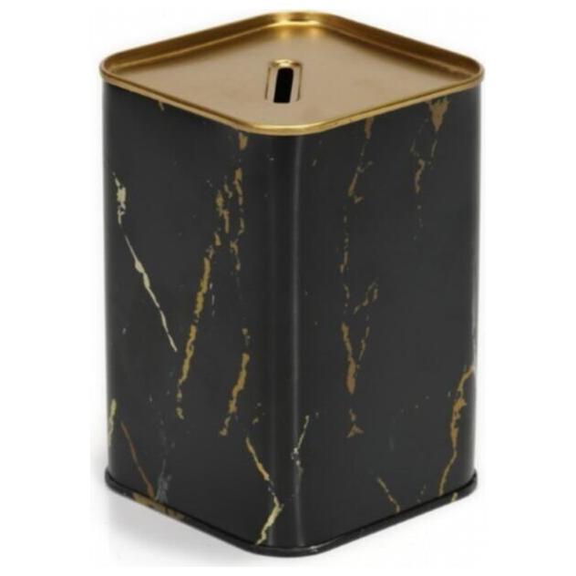 Metal Kare Kumbara 75x75x100 mm 0.4L Mermer Siyah — Mısır Kovası — görsel 3 / 4 — Tinbox