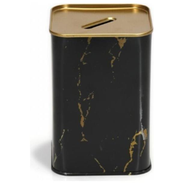 Metal Kare Kumbara 75x75x100 mm 0.4L Mermer Siyah — Mısır Kovası — görsel 4 / 4 — Tinbox