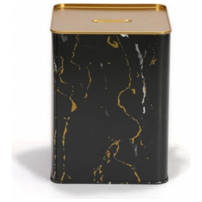 Metal Kare Kumbara 105x105x140 mm 1.4L Mermer Siyah — Mısır Kovası — görsel 2 / 4 — Tinbox