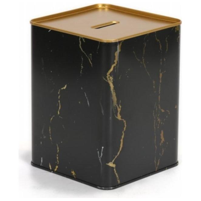 Metal Square Coin Bank 120x120x160 mm 2.1L Marble Black — Buckets — view 3 of 4 — Tinbox