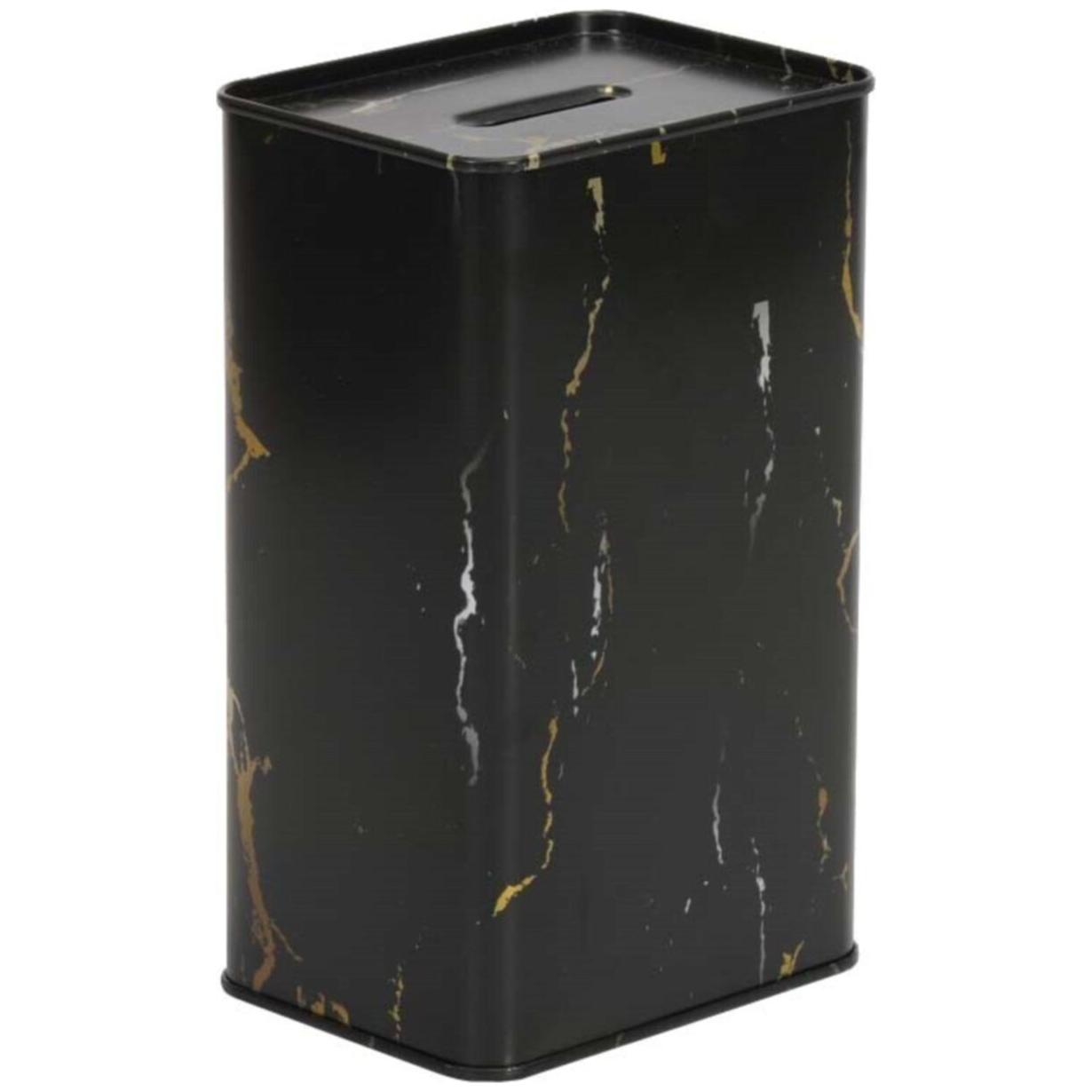 Rectangular Coin Bank 75x100x150 mm 1L Marble Black — Buckets — Tinbox