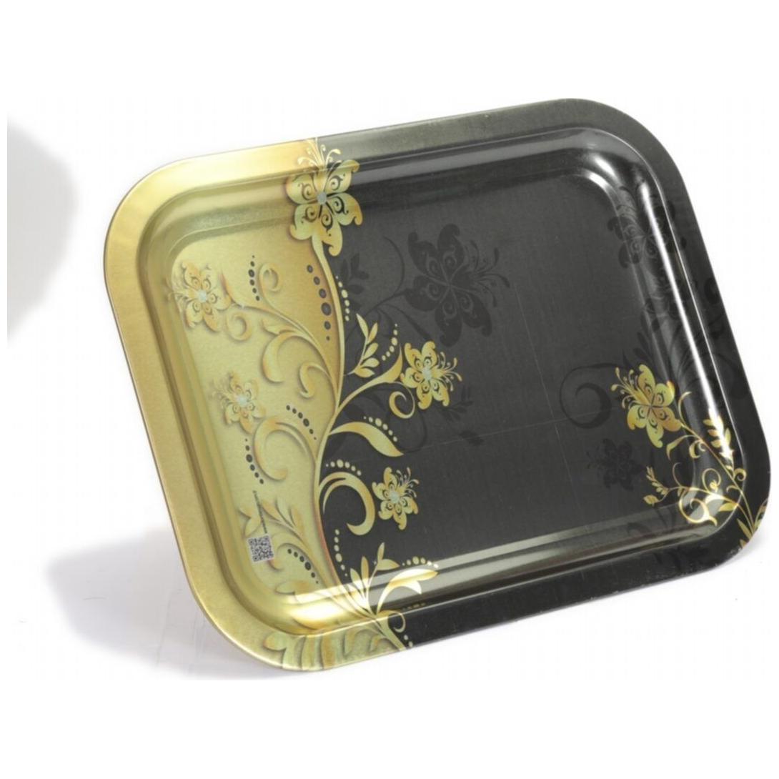 233x307 mm Metal Rectangular Tray Flower Black Yellow — Trays — view 3 of 4 — Tinbox