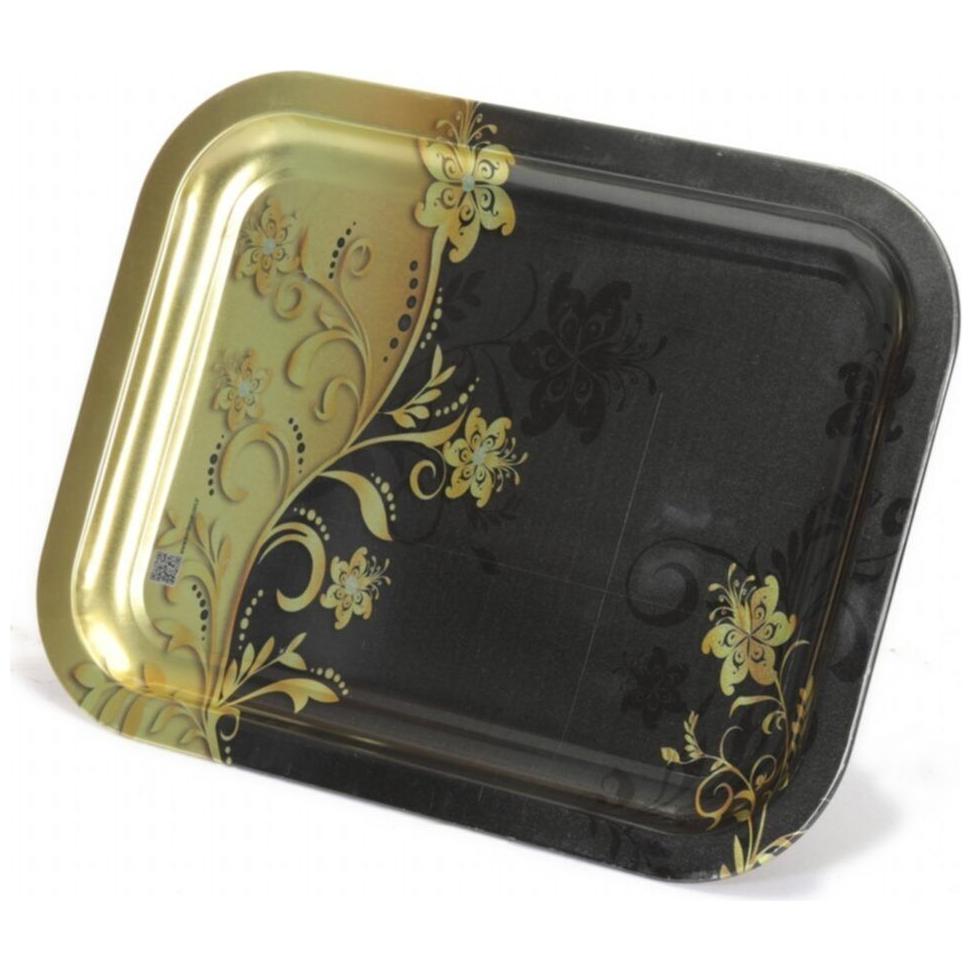 233x307 mm Metal Rectangular Tray Flower Black Yellow — Trays — view 4 of 4 — Tinbox