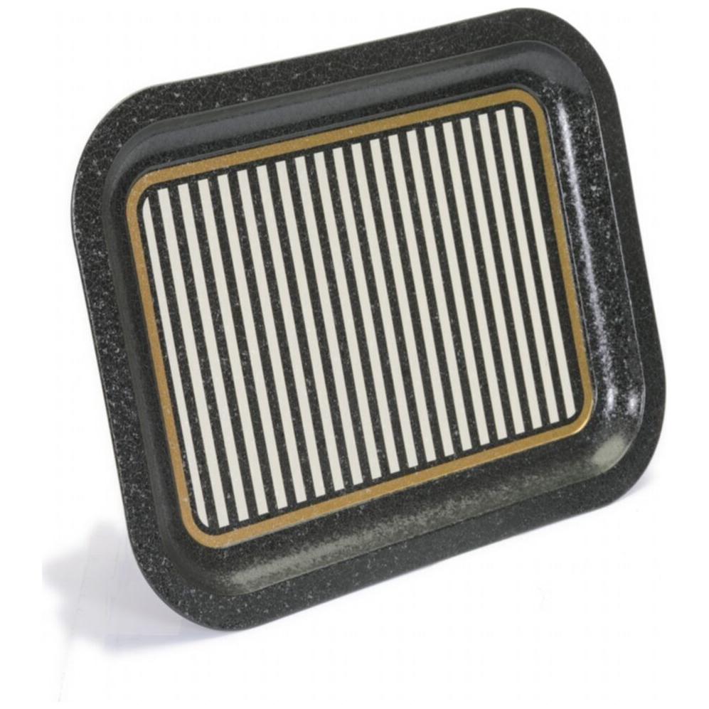 233x307 mm Metal Dikdörtgen Tepsi Siyah Beyaz Çizgili Tatlı Ev — Tepsiler — görsel 3 / 4 — Tinbox