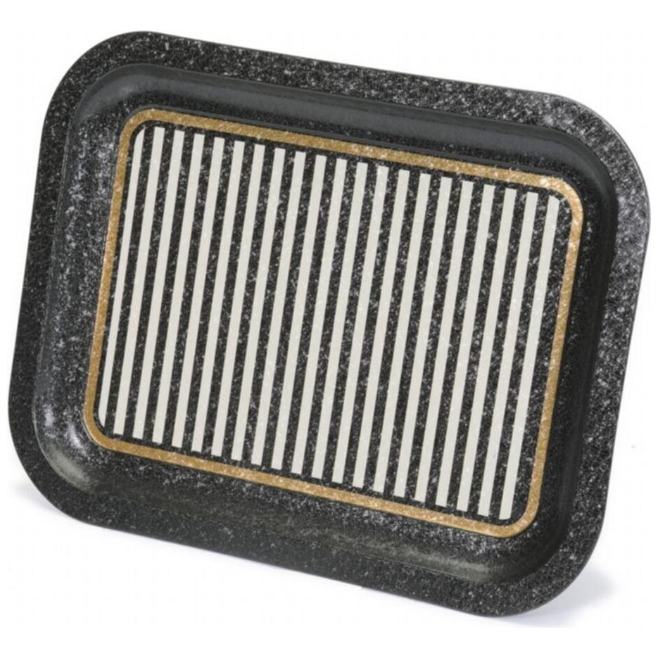 233x307 mm Metal Dikdörtgen Tepsi Siyah Beyaz Çizgili Tatlı Ev — Tepsiler — görsel 4 / 4 — Tinbox