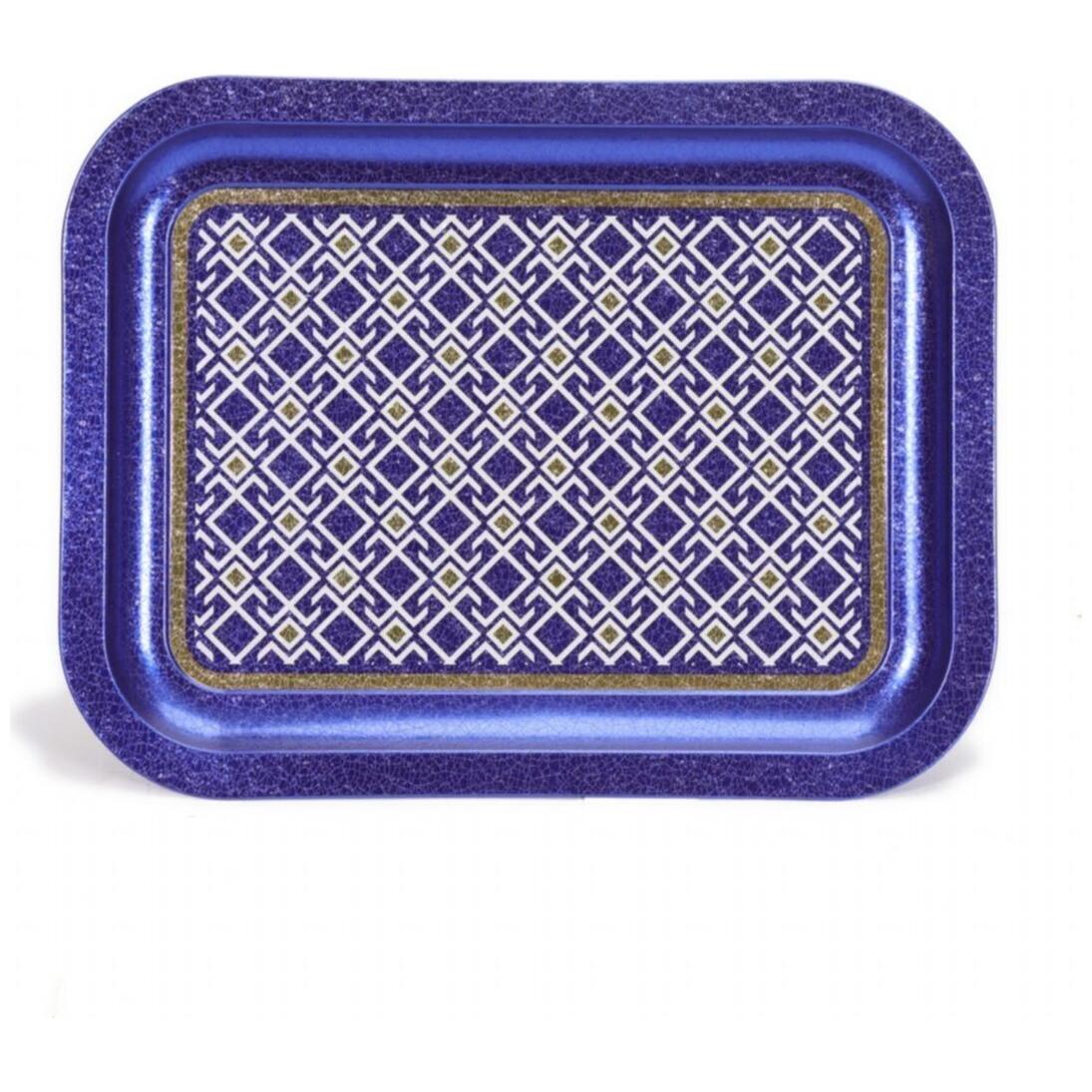 233x307 mm Metal Rectangular Tray Seamless Pattern Design Geometric Lines Blue Background — Trays — view 2 of 5 — Tinbox