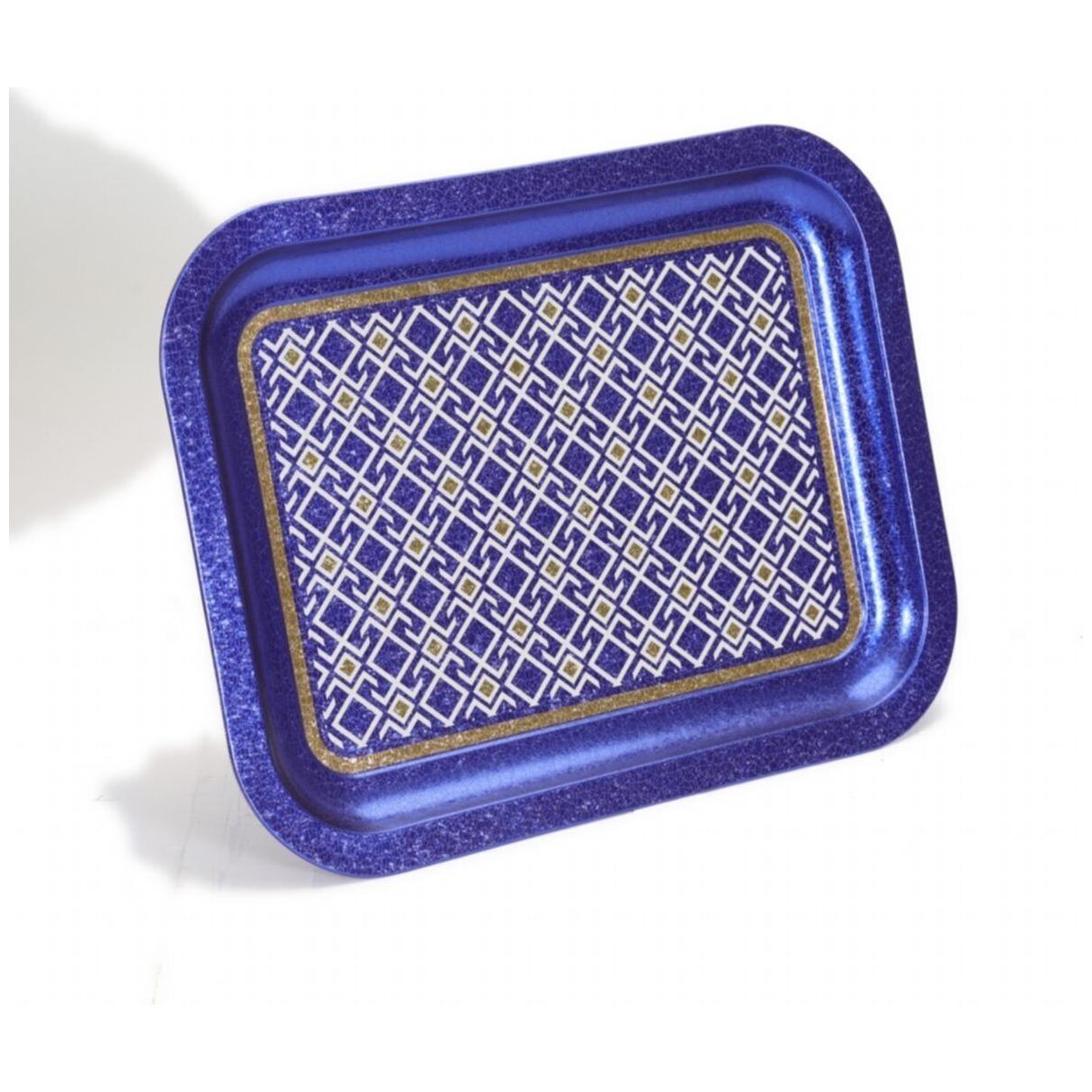 233x307 mm Metal Rectangular Tray Seamless Pattern Design Geometric Lines Blue Background — Trays — view 4 of 5 — Tinbox
