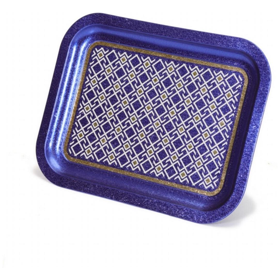 233x307 mm Metal Rectangular Tray Seamless Pattern Design Geometric Lines Blue Background — Trays — view 5 of 5 — Tinbox