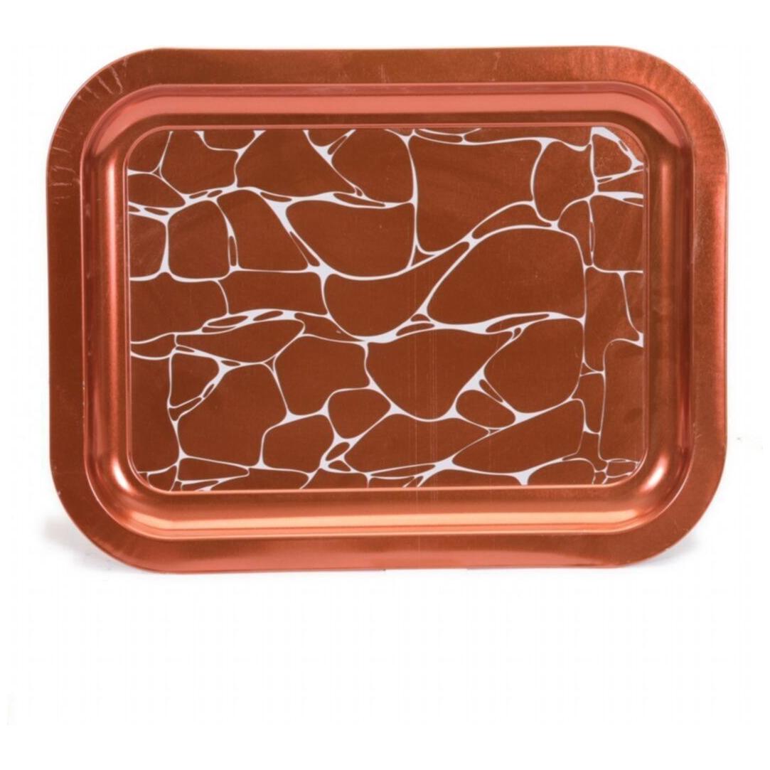 233x307 mm Metal Rectangular Tray White pattern brown background — Trays — Tinbox