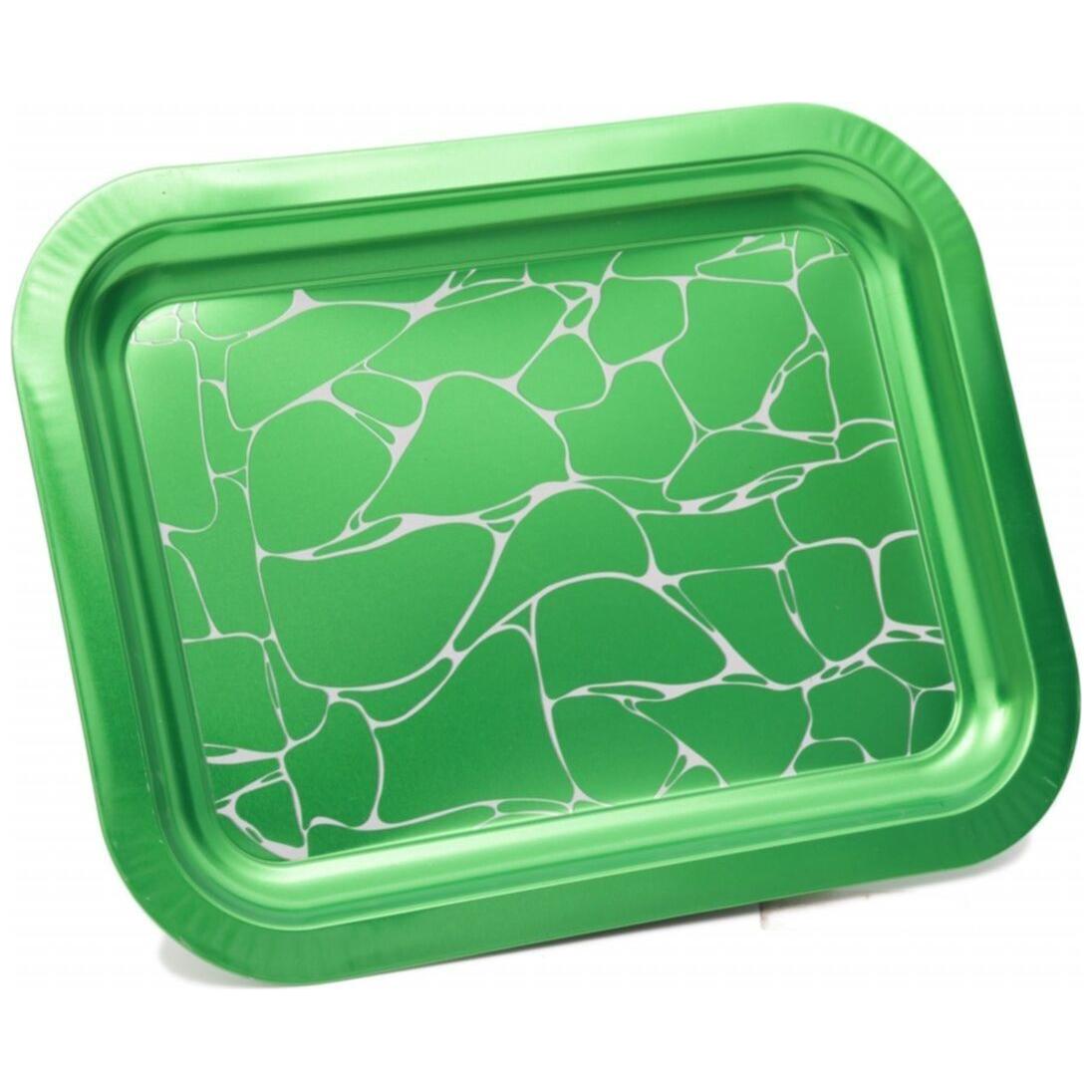 233x307 mm Metal Rectangular Tray White pattern green background — Trays — view 2 of 4 — Tinbox