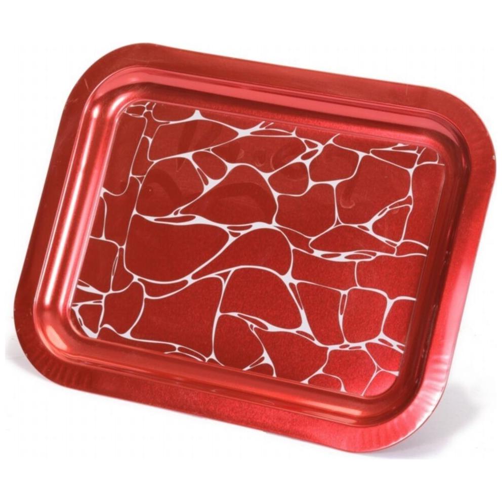 233x307 mm Metal Dikdörtgen Tepsi, Beyaz Desen, Kırmızı Zemin — Tepsiler — görsel 3 / 4 — Tinbox