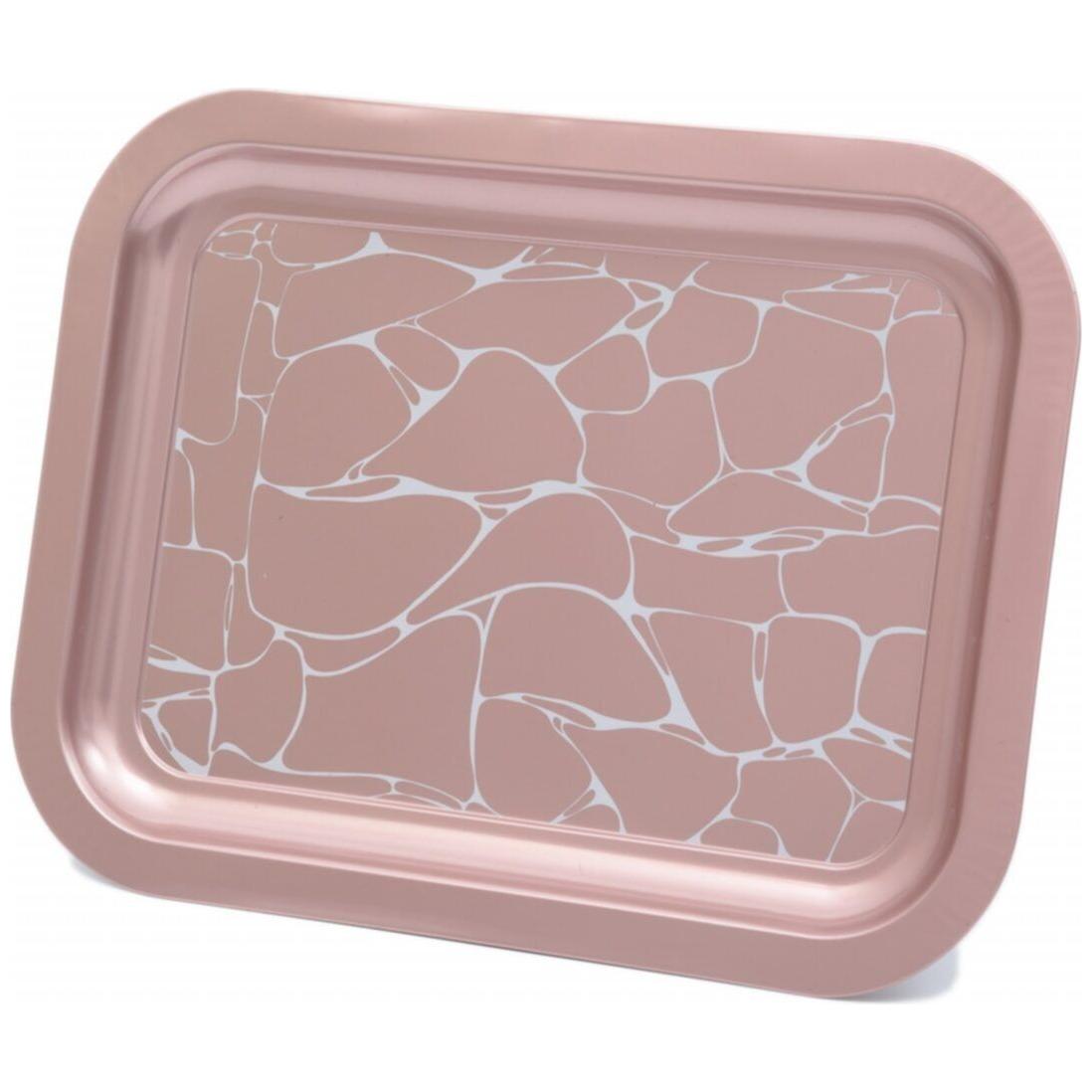 233x307 mm Metal Dikdörtgen Tepsi, Beyaz Desenli, Gül Altın Arka Plan — Tepsiler — görsel 3 / 4 — Tinbox
