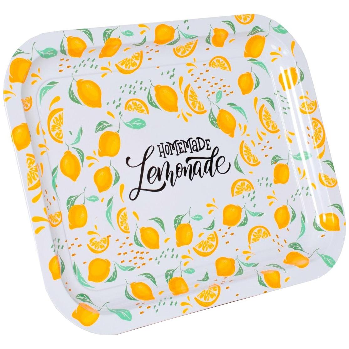 233x307 mm Metal Dikdörtgen Tepsi, Ev Yapımı Limonata Yazısı, Limon Deseni — Tepsiler — görsel 2 / 3 — Tinbox