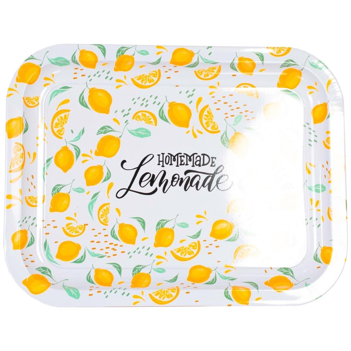 233x307 mm Metal Dikdörtgen Tepsi, Ev Yapımı Limonata Yazısı, Limon Deseni — Tepsiler — görsel 3 / 3 — Tinbox