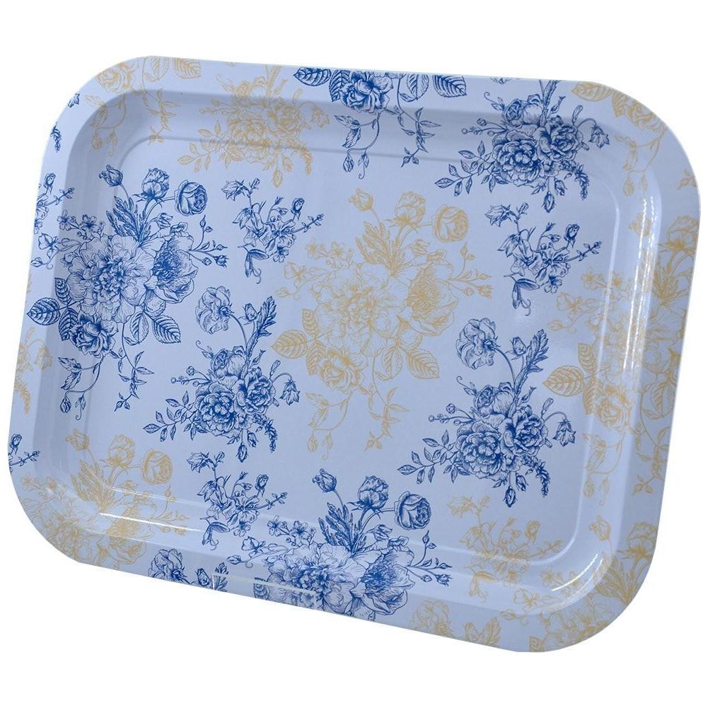 233x307 mm Metal Dikdörtgen Tepsi, Mavi Çiçek Desenli — Tepsiler — görsel 2 / 5 — Tinbox