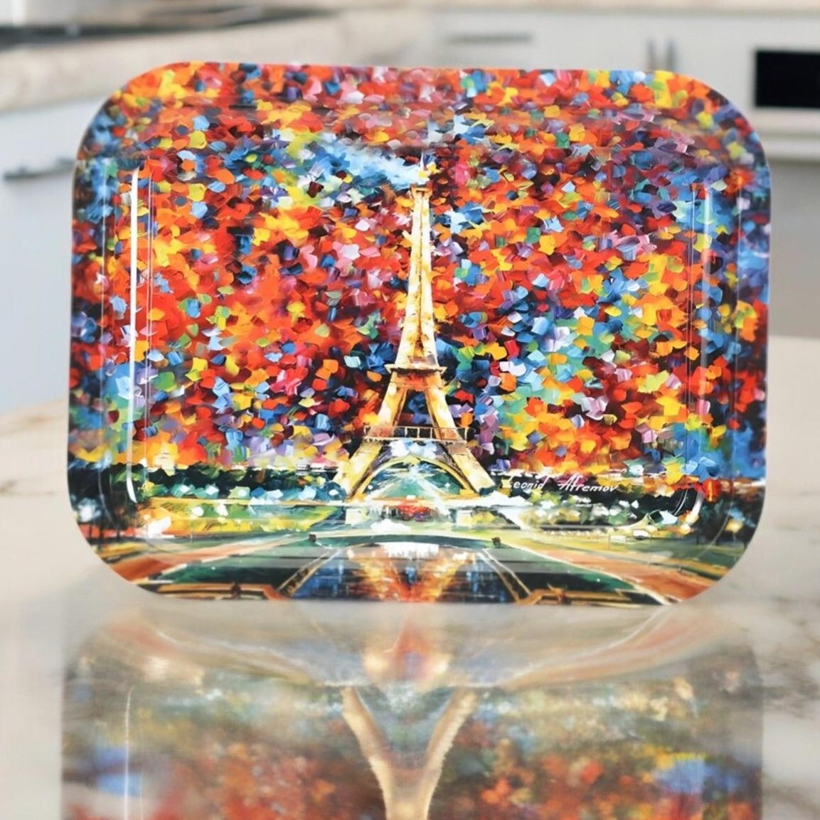 233x307 mm Metal Dikdörtgen Tepsi Afremov Paris — Tepsiler — görsel 5 / 5 — Tinbox