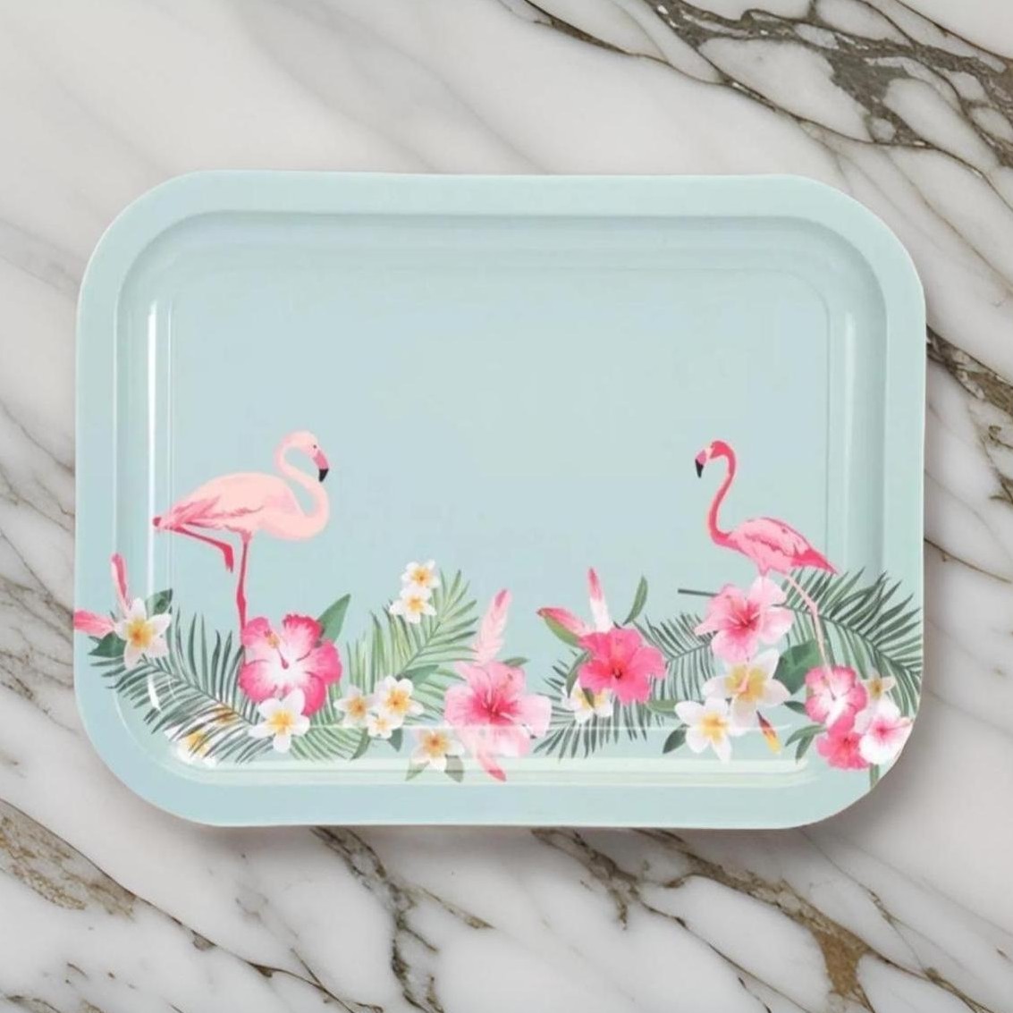 233x307 mm Metal Dikdörtgen Tepsi, Pembe Flamingo İllüstrasyonu, Mavi Arka Plan — Tepsiler — görsel 5 / 5 — Tinbox