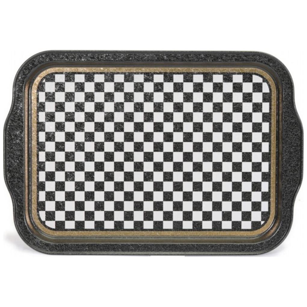 215x316 mm Metal Dikdörtgen Tepsi Kulpu Kareli Desen — Tepsiler — Tinbox