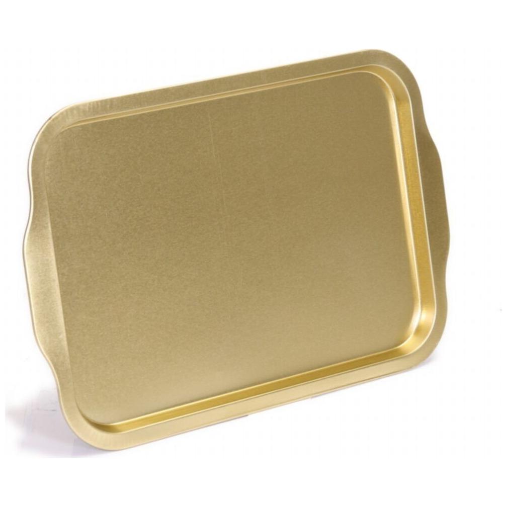 215x316 mm Metal Dikdörtgen Tepsi, Kulplu, Altın — Tepsiler — görsel 3 / 4 — Tinbox