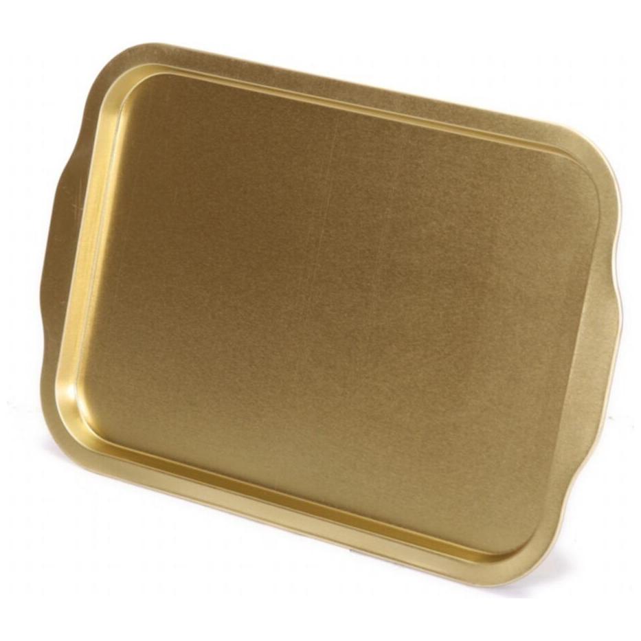 215x316 mm Metal Dikdörtgen Tepsi, Kulplu, Altın — Tepsiler — görsel 4 / 4 — Tinbox