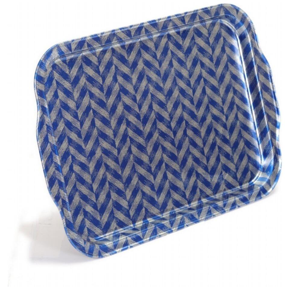 215x316 mm Metal Dikdörtgen Tepsi, Saplı, Kaymaz, Koyu Mavi — Tepsiler — görsel 3 / 4 — Tinbox