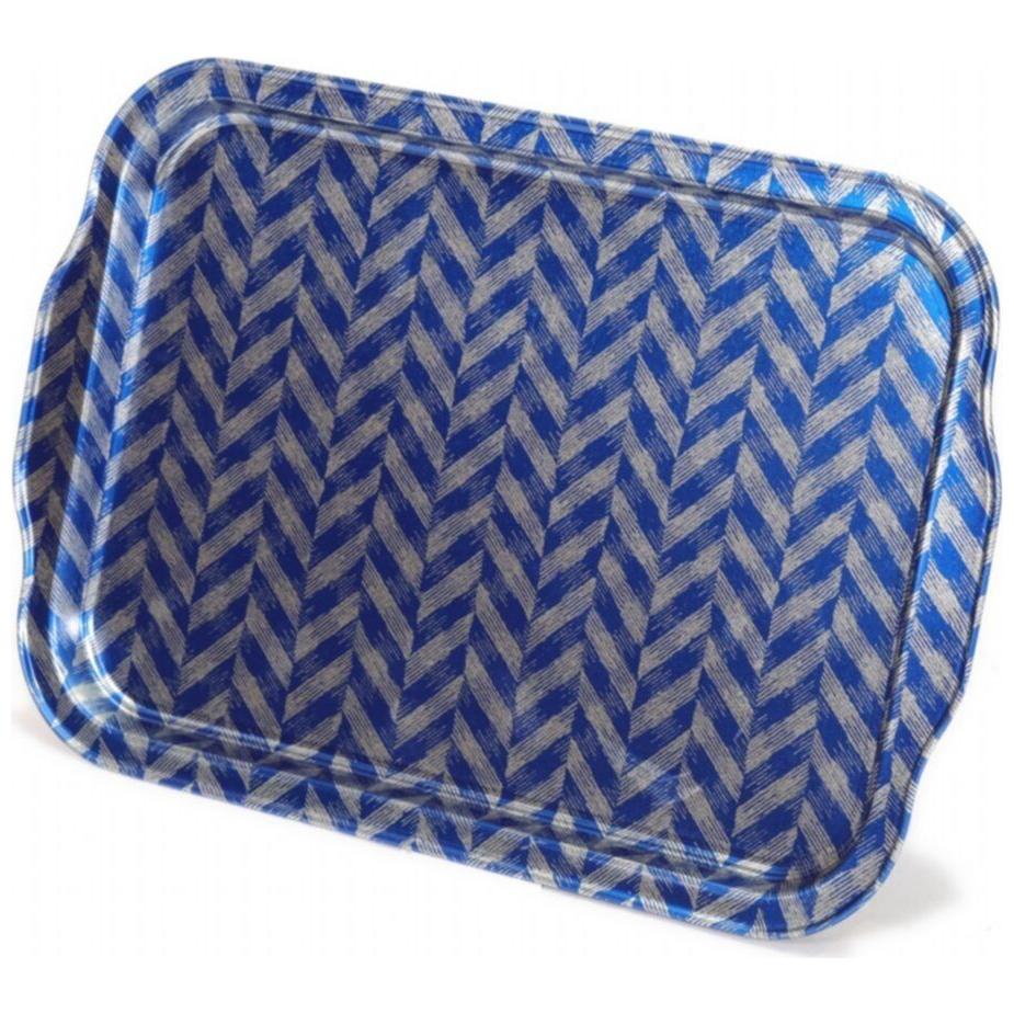 215x316 mm Metal Dikdörtgen Tepsi, Saplı, Kaymaz, Koyu Mavi — Tepsiler — görsel 4 / 4 — Tinbox