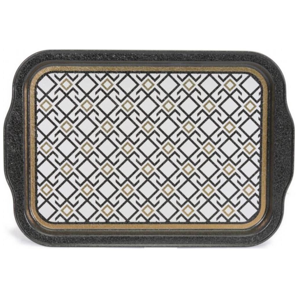 215x316 mm Metal Rectangular Tray handle Seamless Pattern Design Geometric Lines Red Background — Trays — Tinbox
