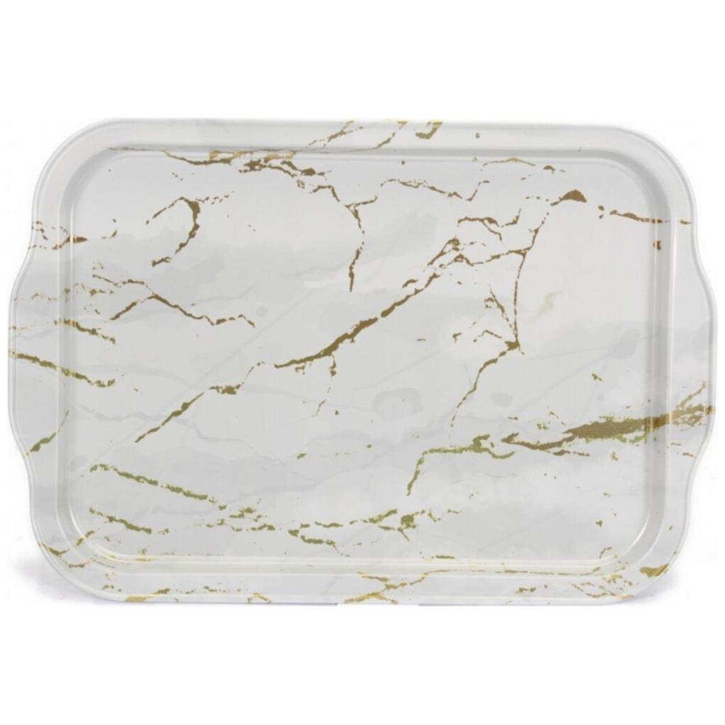215x316 mm Metal Rectangular Tray handle Marble White — Trays — Tinbox