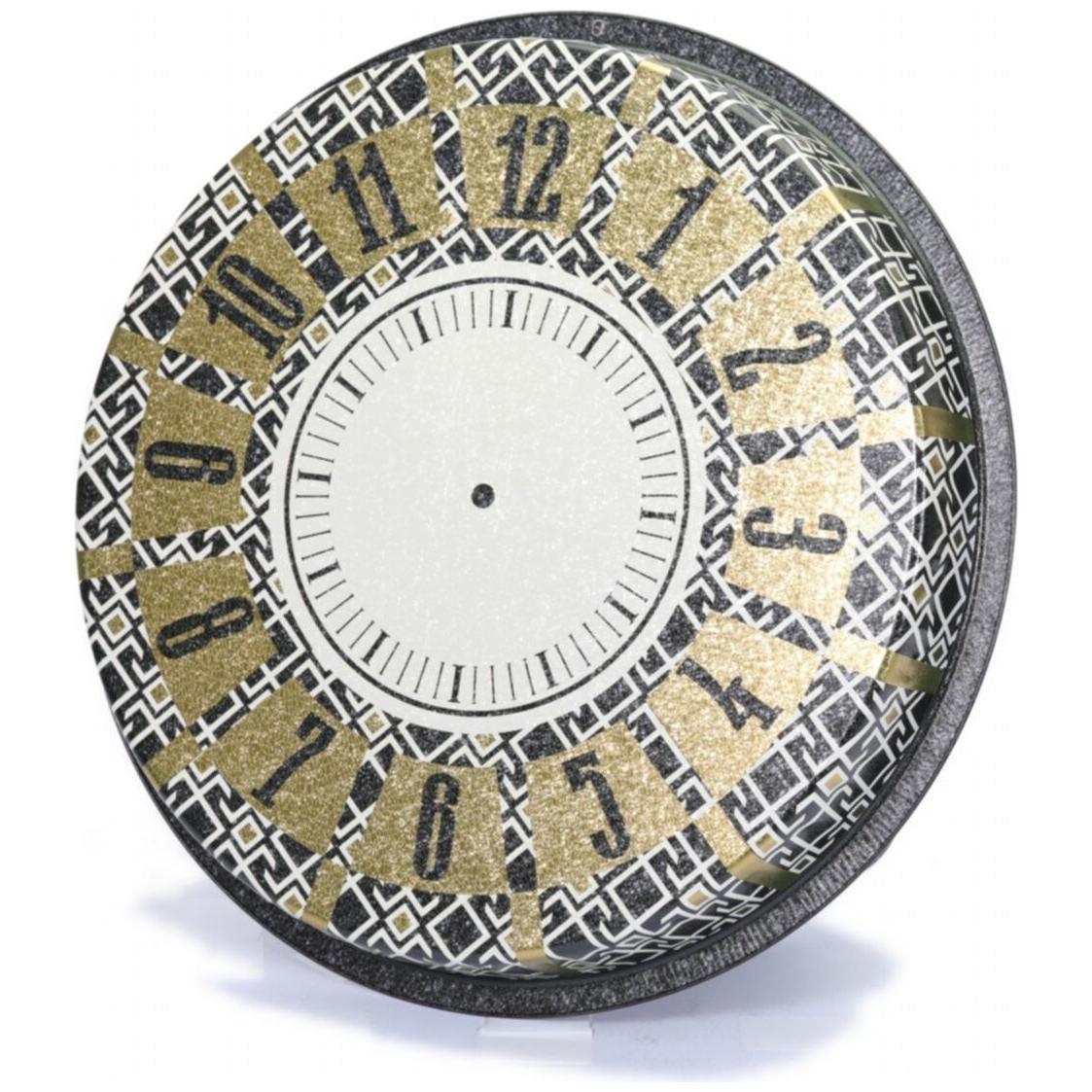 Ø370 mm Round Metal Tray Seamless Pattern Design Geometric Lines Black Background — Trays — view 3 of 4 — Tinbox