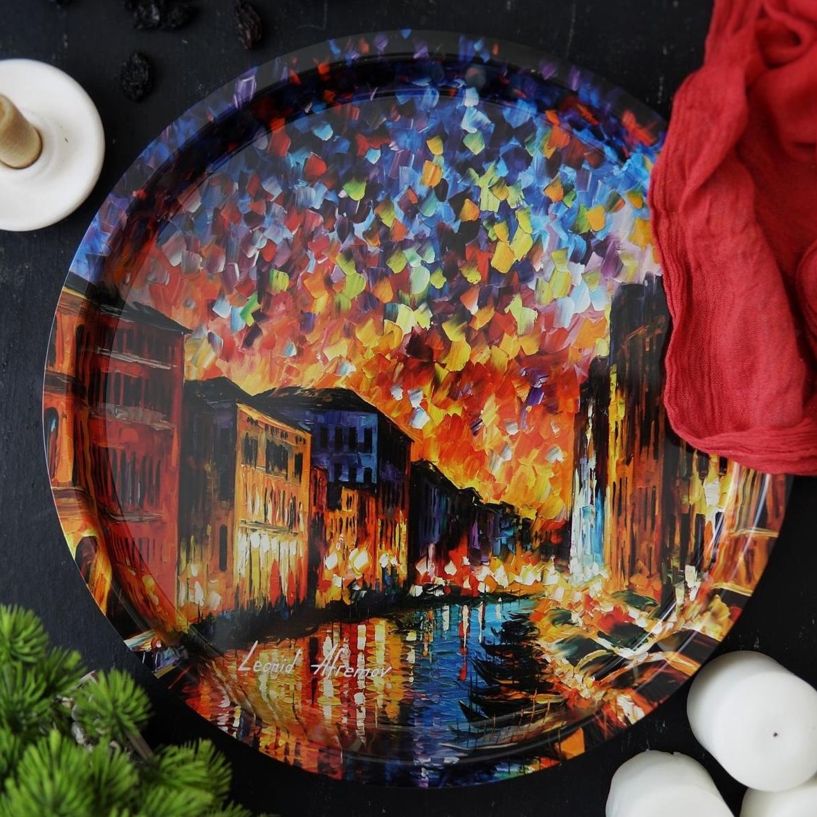 Ø370 mm Round Metal Tray Afremov River — Trays — view 3 of 3 — Tinbox