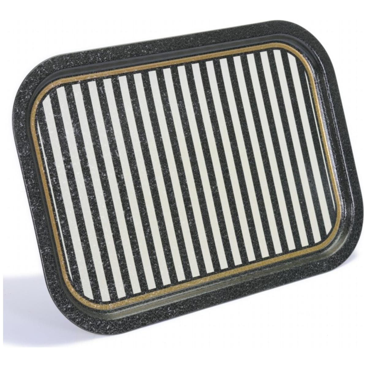 285x400 mm Dikdörtgen Metal Tepsi Siyah Beyaz Çizgili Tatlı Ev — Tepsiler — görsel 3 / 4 — Tinbox