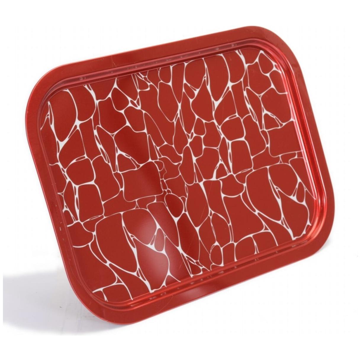 285x400 mm Rectangular Metal Tray White pattern red background — Trays — view 3 of 4 — Tinbox