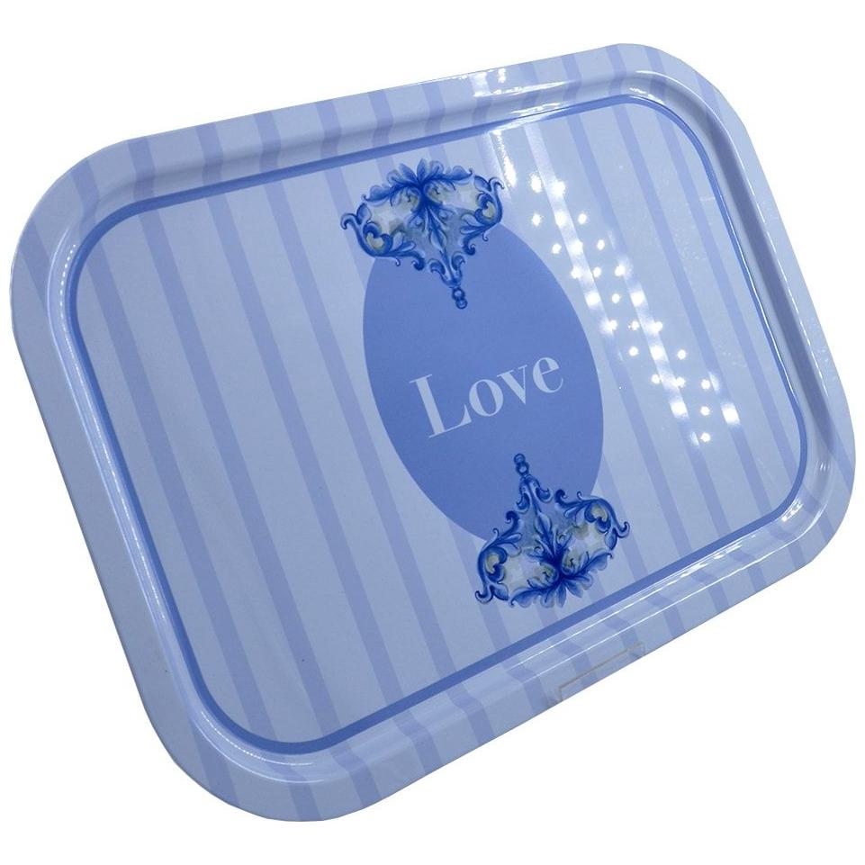 285x400 mm Dikdörtgen Metal Tepsi Love Eflatun/Beyaz — Tepsiler — görsel 3 / 3 — Tinbox