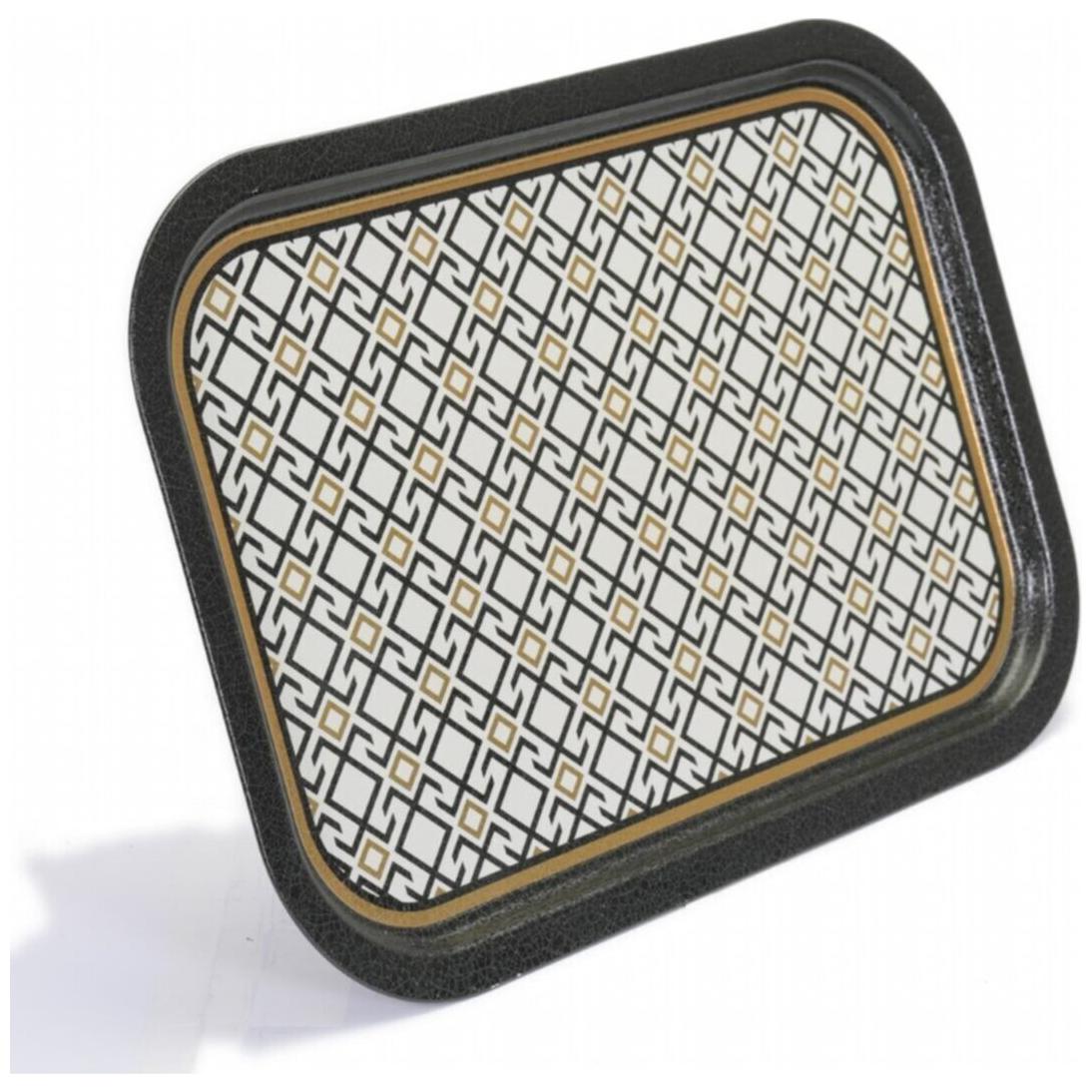 285x400 mm Dikdörtgen Metal Tepsi, Dikişsiz Desen Tasarımı, Geometrik Çizgiler, Kırmızı Arka Plan — Tepsiler — görsel 3 / …