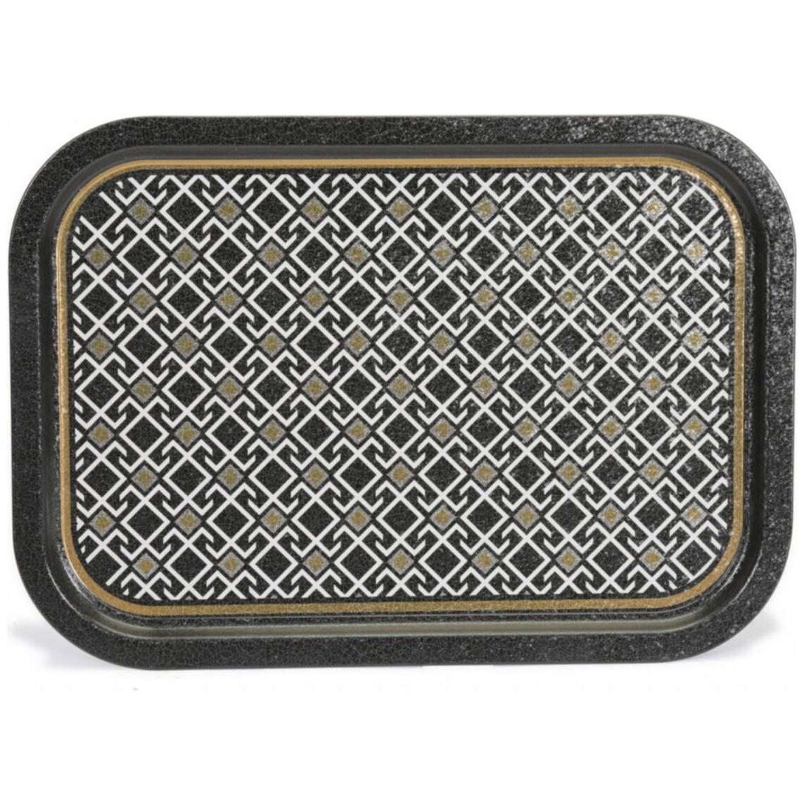 285x400 mm Rectangular Metal Tray Seamless Pattern Design Geometric Lines Black Background — Trays — Tinbox