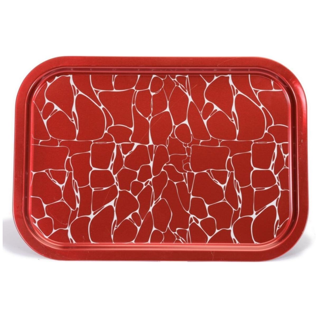 285x400 mm Rectangular Metal Tray White pattern red background — Trays — Tinbox